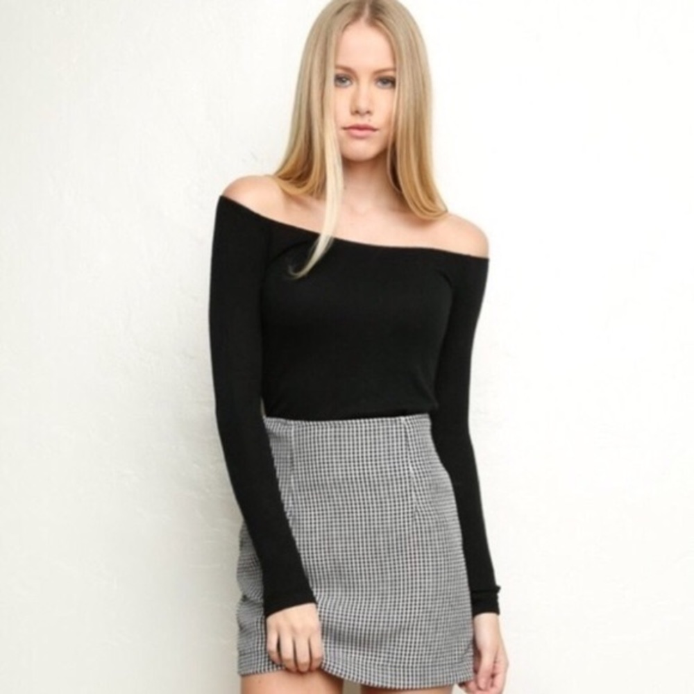 Brandy Melville Black Off Shoulder Long-sleeve Top